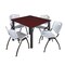 Kee Kee Square Table & Chair Set, Wood, Metal, Plastic Top, Mahogany TB4848MHBPBK47GY - alternate 1